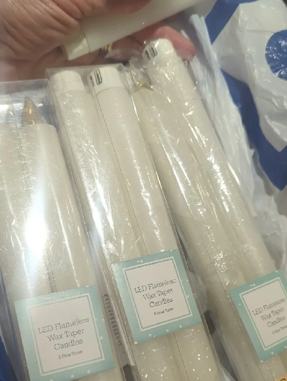 Lot/4 THRESHOLD 2pk LED Shimmer Flameless Wax Taper Candles 5hr White 10.8